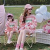 网红亲子装一模一样粉色条纹两件套卫衣裤母女装秋季洋气2024