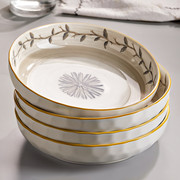 日式盘子菜盘家用菜碟子高级感陶瓷碗碟8寸深盘餐盘餐具