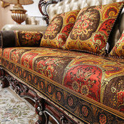 美式沙发垫防滑高档雪尼尔四季通用真皮沙，发套罩欧式红色坐垫