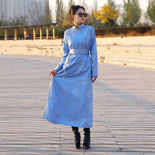 蒙古服装女士改良现代蒙古袍传统长袍日常生活装民族服饰礼服