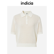 indicia羊毛白色短袖针织衫2023夏季商场同款标记女装5B305ZZ150