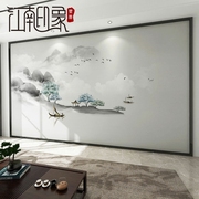 新中式山水电视机背景墙壁纸卧室，床头客厅沙发，墙布2023年壁画
