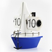 时尚创意钟表自动帆船，翻页钟海盗轮船座，钟表客厅台钟欧式