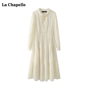 拉夏贝尔/La Chapelle新中式国风连衣裙女春季显瘦中长款裙子