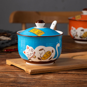定制厨房调味罐套装陶瓷家用日式带勺盖一体组合调料罐盐罐猪油辣