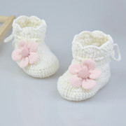 秋冬款新生宝宝步前鞋婴儿系带，高筒公主鞋0-12个月女幼儿花朵鞋子