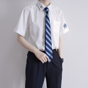 刺篇破星原创日系jkdk制服短袖，深蓝色刺绣学院风衬衫男女款