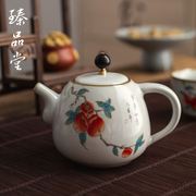 手工汝窑茶壶陶瓷小茶壶开片可养汝瓷功夫茶具红茶泡茶壶单壶家用