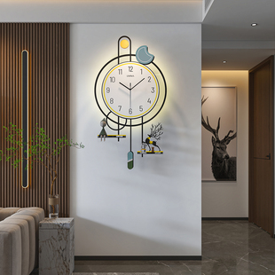 钟表挂钟客厅2023创意，大气家用墙上时钟网红现代简约石英钟灯
