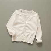 外贸童装外套宝宝毛线衣(毛线衣，)开衫男童女童白色纯棉薄防晒衣