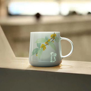 兔子情侣水杯陶瓷对杯马克杯女生办公室创意杯子带盖女礼物咖啡杯