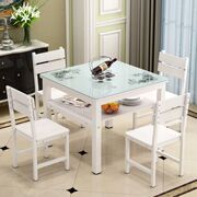 钢化玻璃餐桌椅小户型四方桌正方形小方桌双层桌子家用饭桌方桌子