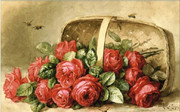 精准印花dmc十字绣客厅，卧室大幅现代油画，篮子中的红玫瑰