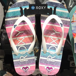 roxy2024夏季女士夹脚趾白鞋带(白鞋带)条纹底凉拖鞋时尚百搭人字拖