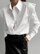 秋冬设计感长袖白色，衬衫女装2023欧美时尚通勤气质女士衬衣