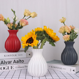 北欧式水培仿陶瓷塑料花瓶插花花器创意装饰品摆件花瓶ins风