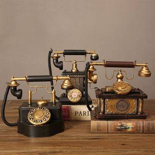 定制欧式复古老式电话机桌面摆件客厅酒柜办公室家居装饰品拍照小