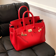 红色结婚包包2024包包女高级感时尚质感单肩斜挎包手提铂金包