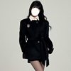 改良版 夹棉毛呢外套秋冬季女装黑色复古加厚小个子西装式呢大衣