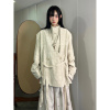 FG721法式复古高级感西装外套女秋冬季韩版V领设计感绑带休闲西服
