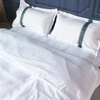 宾馆酒店床上用品，布草纯白色床单被套四件套，织带民宿风三件套宿舍