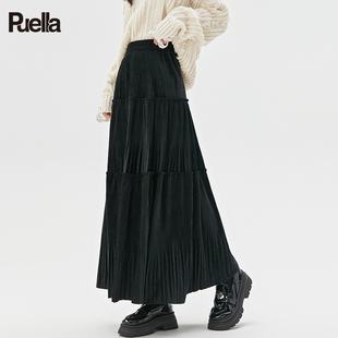 拉夏贝尔puella垂感韩版高腰，中长款显瘦chic仙女蛋糕半身裙女春季