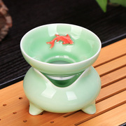 青瓷茶具套装青瓷盖碗三才碗茶壶茶海茶漏彩鲤鱼茶杯茶洗茶道配件