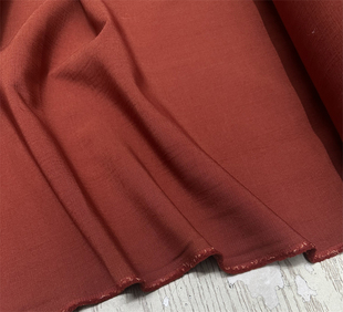 意大利进口暗桔红色织白真丝羊毛精纺花呢面料设计师外套布料