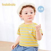 巴拉巴拉儿童短袖T恤夏季男童条纹半袖女童文字印花上衣婴童短袖T