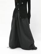 美伢fuzzykon超大裙摆黑色可调节抽绳户外双层风衣裙长款短款