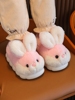 女童棉拖鞋带后跟冬季保暖防滑室内家居宝宝可爱兔子毛绒包跟棉鞋
