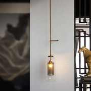 现代新中式床头长壁灯过道墙壁，造型灯设计师客厅轻奢铁网玻璃壁灯