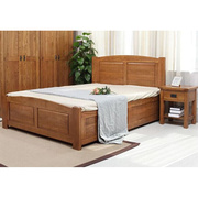 欧式白橡木(白橡木)全实木家具大床双人床高箱床气压，杆储物床箱体床