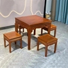 红木家具八仙桌金花梨木原木正方形中式雕花多功能餐桌椅组合餐台