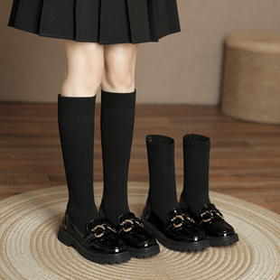 女童儿童马丁长筒靴子，2024年春秋冬大童秋款单靴短筒公主袜靴