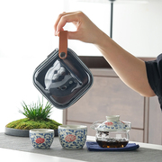 陶瓷茶具春秋随手泡快客杯简易旅行茶器，家用一壶两杯配茶滤易泡壶