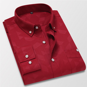 暗花本命年酒红色衬衫男长袖春季有口袋西装打底内搭高级感衬衣寸