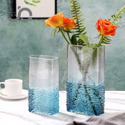 地中海ins海洋风格岁月款玻璃花瓶波浪纹横纹桌面居家插花装饰