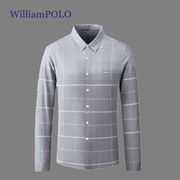 男士英皇保罗衬衫男长袖，格子polo男装商务休闲衬衣纯棉男式打底衫
