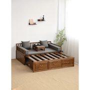 定制罗汉床实木新中式推拉床客厅沙发伸缩床，白蜡木现代简约小户型