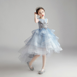 儿童甜美公主裙小女孩走秀钢琴演出服女童生日主持人高端晚礼服