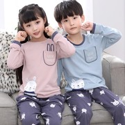 秋冬季女童纯棉女孩子，加肥加大码全棉男童，睡衣宽松小中大童胖套装