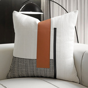米白色棉麻橘色黑色，皮革50大方枕轻奢样板间靠枕靠垫