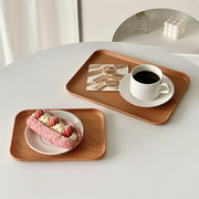 仿木纹托盘轻奢高档长方形餐盘，咖啡杯面包蛋糕茶盘家用收纳甜品盘