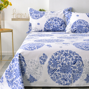 纯棉老粗布床单新中式帆布，单人睡单四季布被单单件青花瓷床上用品