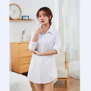 白色衬衫女长袖中长款欧美男友，风bf风，性感睡衣韩版宽松大码衬衣