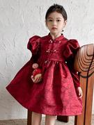 女童加绒旗袍洋装秋冬儿童中式礼服公主裙子女孩汉服拜年服