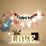 2.14情人节浪漫布置线灯气球房间表告白求婚纪念日场景装饰背景墙