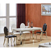 欧式餐桌小户型简约现代长方形饭桌大理石餐桌 不锈钢餐桌椅组合