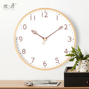 北欧实木挂钟客厅家用石英钟创意时钟现代艺术挂表卧室超静音钟表
